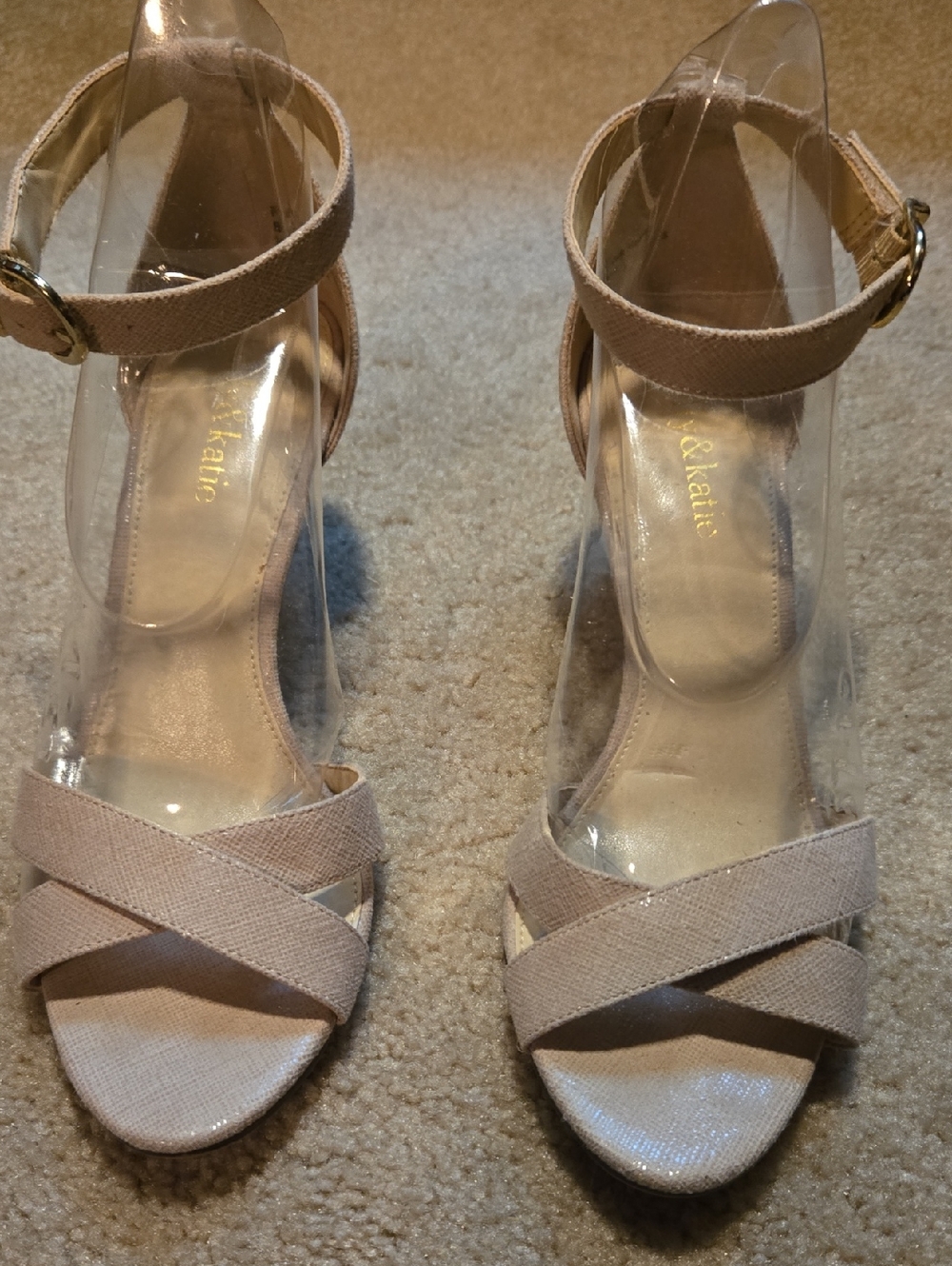 Kelly & Katie Blush Crisscross Ankle-Strap Wedge Sandals